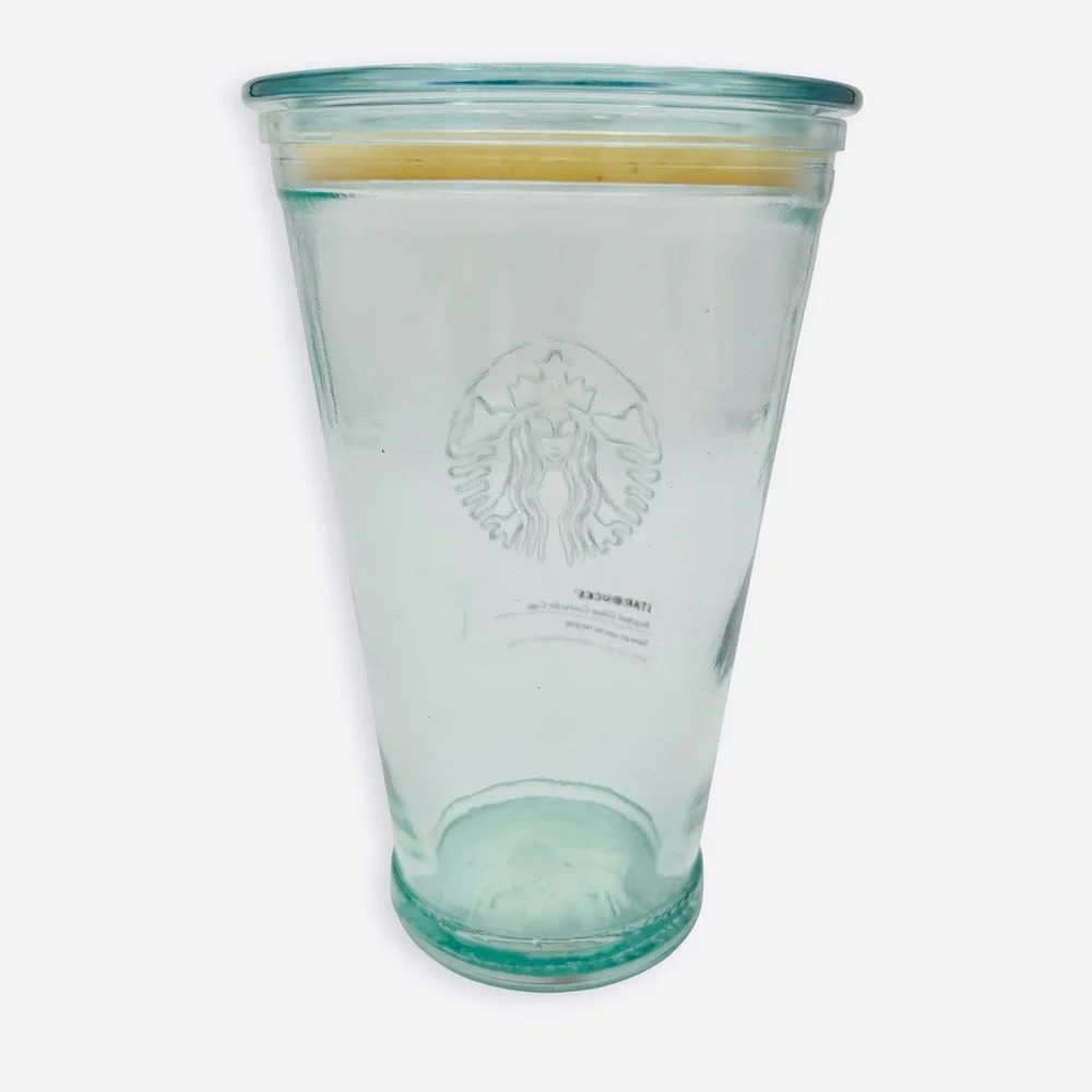 Starbucks Recycled Glass Cold to Go Cup 16oz Green Tumbler Lid SPAIN Logo Eco